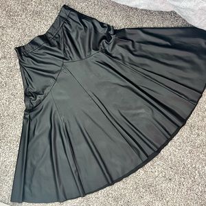 Fit and Flare A-Line Faux Leather Skirt